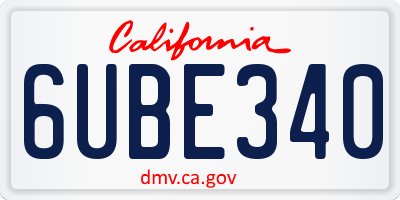 CA license plate 6UBE340