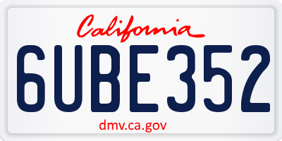 CA license plate 6UBE352