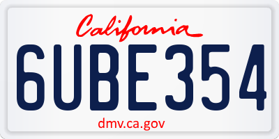 CA license plate 6UBE354