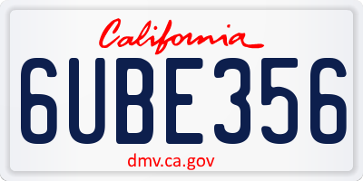 CA license plate 6UBE356