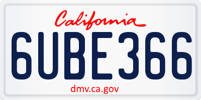 CA license plate 6UBE366