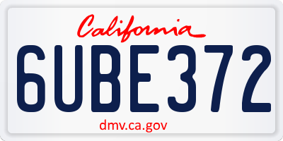 CA license plate 6UBE372