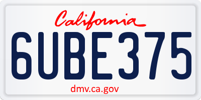 CA license plate 6UBE375