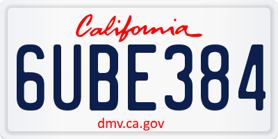 CA license plate 6UBE384