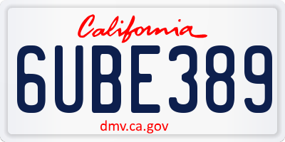 CA license plate 6UBE389