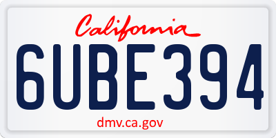 CA license plate 6UBE394
