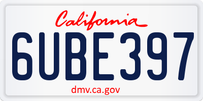 CA license plate 6UBE397