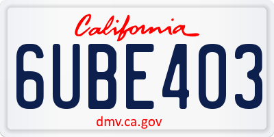 CA license plate 6UBE403