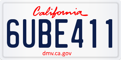 CA license plate 6UBE411