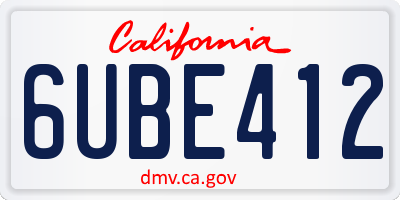 CA license plate 6UBE412