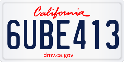 CA license plate 6UBE413