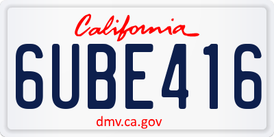 CA license plate 6UBE416