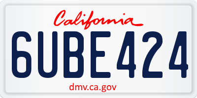 CA license plate 6UBE424