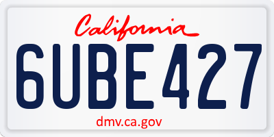 CA license plate 6UBE427