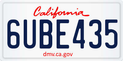 CA license plate 6UBE435