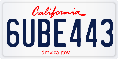 CA license plate 6UBE443