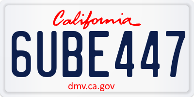 CA license plate 6UBE447