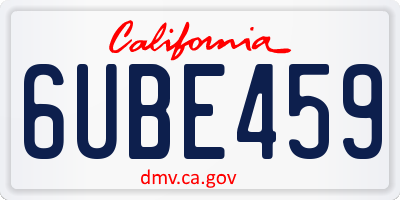 CA license plate 6UBE459