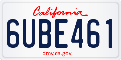 CA license plate 6UBE461