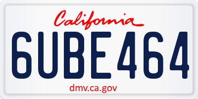 CA license plate 6UBE464