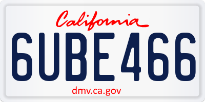 CA license plate 6UBE466