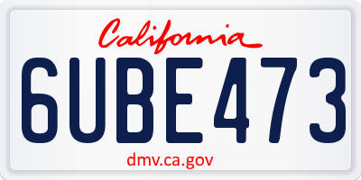 CA license plate 6UBE473