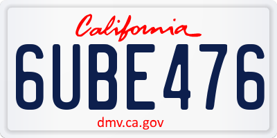 CA license plate 6UBE476