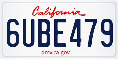 CA license plate 6UBE479