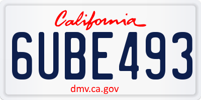 CA license plate 6UBE493