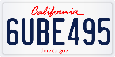 CA license plate 6UBE495