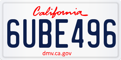 CA license plate 6UBE496