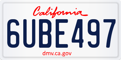 CA license plate 6UBE497