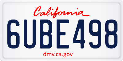 CA license plate 6UBE498