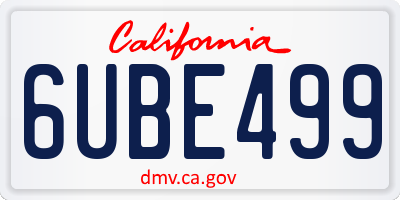 CA license plate 6UBE499