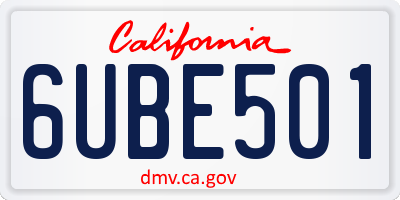 CA license plate 6UBE501