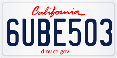 CA license plate 6UBE503