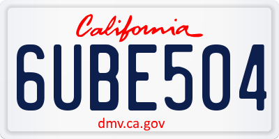 CA license plate 6UBE504