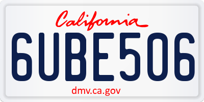 CA license plate 6UBE506