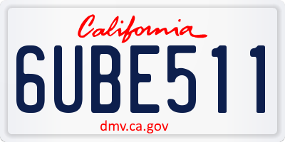 CA license plate 6UBE511