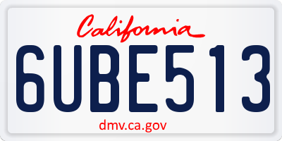 CA license plate 6UBE513