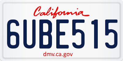 CA license plate 6UBE515