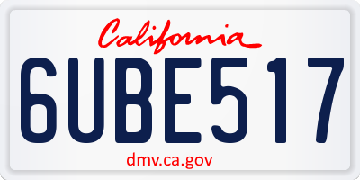 CA license plate 6UBE517