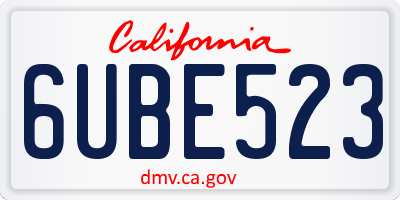 CA license plate 6UBE523
