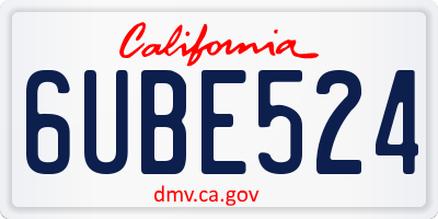 CA license plate 6UBE524