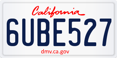 CA license plate 6UBE527
