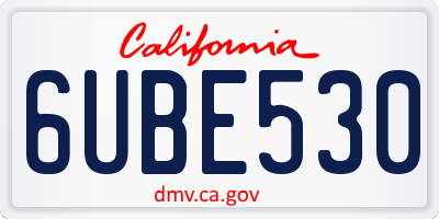 CA license plate 6UBE530