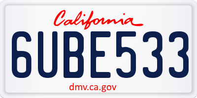 CA license plate 6UBE533