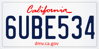 CA license plate 6UBE534
