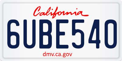 CA license plate 6UBE540