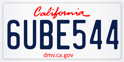 CA license plate 6UBE544